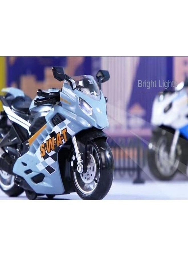 TONIRY Police Motorcycle Toy - Pull Back Motorcycle Toys, Tiny Gift with Music Lighting, Latte Motorcycles Toy for Kids Boys Age 3-8 Year Old [Multicolor] (Sports Motorcycle Bike-Multicolor) - Image 2